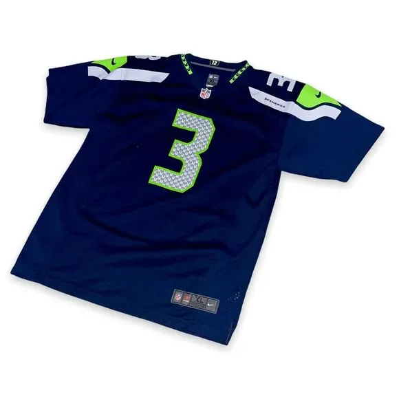 Nike Vintage Rare Seattle Seahawks Wilson Football Jersey Blue Green YXL Men S - Picture 4 of 10